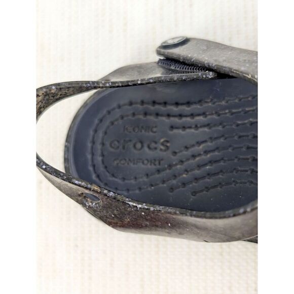 Crocs Sandals Toddler Girl C 6 Black Glitter Pink Butterfly Mary Jane - Picture 13 of 15